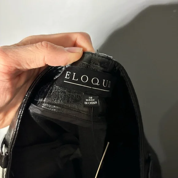 Eloquii Black Faux Leather Croc Embossed Pants Womens Size 18 - Picture 4 of 5